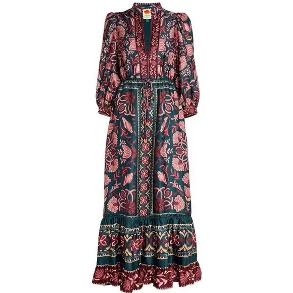 [NWT] FARM RIO Teal Seashell Tapestry Maxi Dress. Size Small - Picture 4 of 7